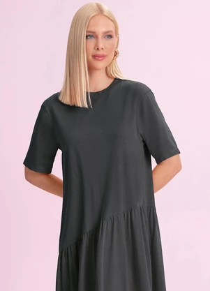 Angel - Vestido Midi Lavado Preto - ANGEL