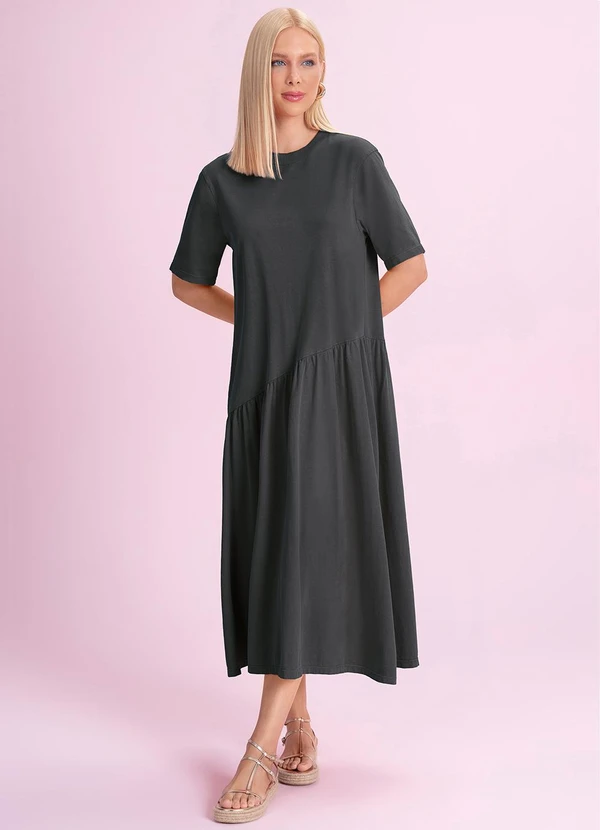 Angel - Vestido Midi Lavado Preto
