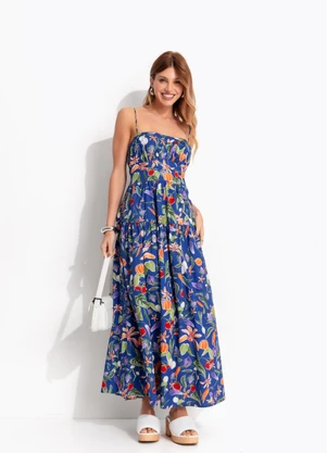 Farm - Vestido Midi Legumes Azul - FARM