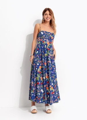 Farm - Vestido Midi Legumes Azul - FARM