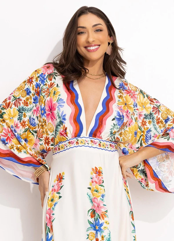 Farm - Vestido Midi Lenço Floraline Off White 2