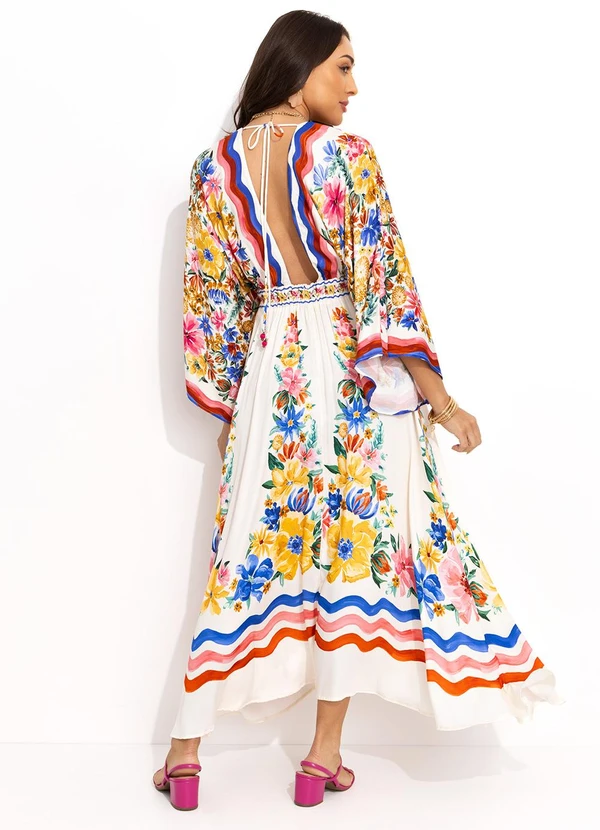 Farm - Vestido Midi Lenço Floraline Off White 6