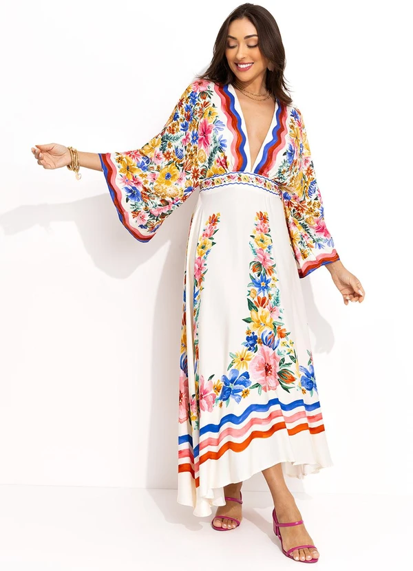 Farm - Vestido Midi Lenço Floraline Off White 8