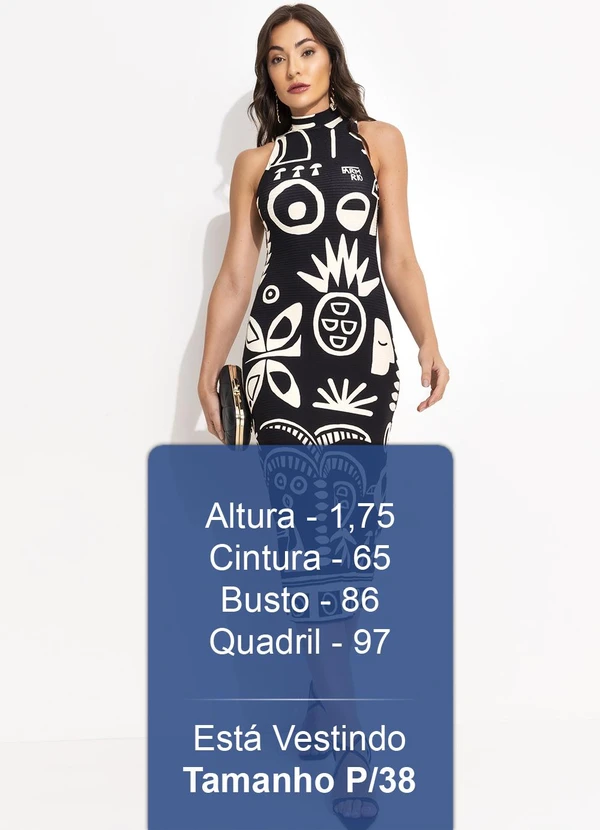 Farm - Vestido Midi Lenço Tropicano Preto 5