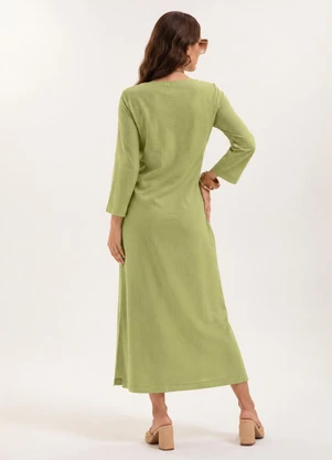 Cativa - Vestido Midi Leve Texturizado Verde - CATIVA
