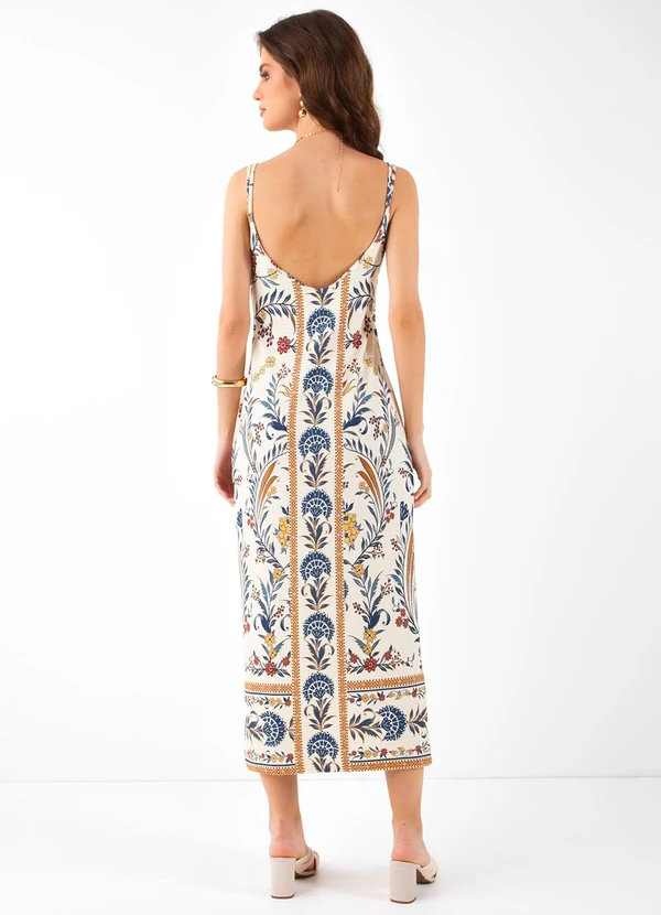 Farm - Vestido Midi Leveza Romântica Bege 2