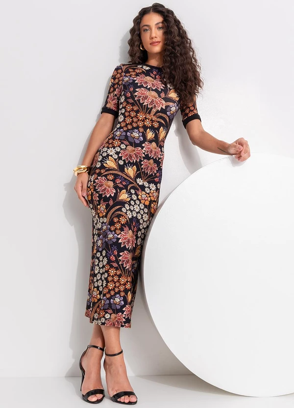 Farm - Vestido Midi Lili Preto 3