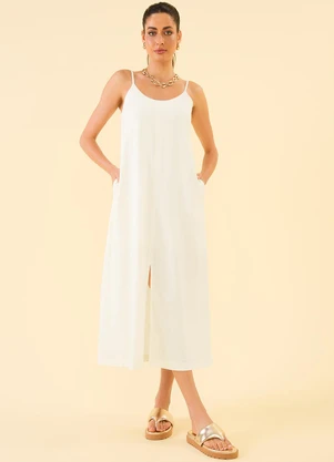 Angel - Vestido Midi Linho Branco - ANGEL
