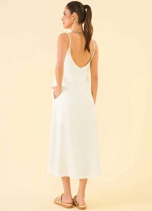 Angel - Vestido Midi Linho Branco - ANGEL