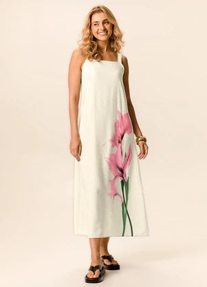 Malwee - Vestido Mídi Lírio Off White - MALWEE