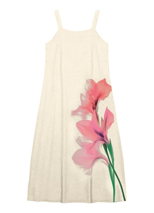 Malwee - Vestido Mídi Lírio Off White - MALWEE