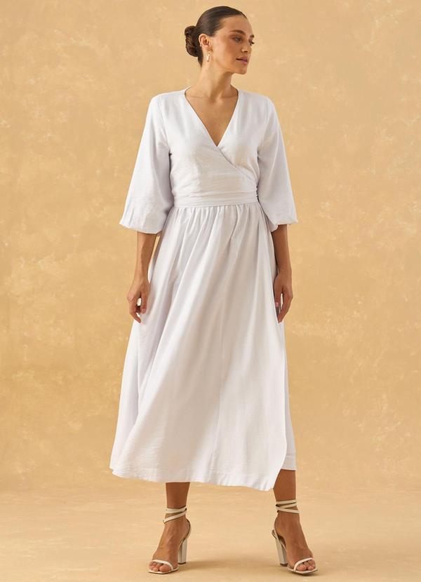 Carlota Costa - Vestido Midi Liso Branco 3