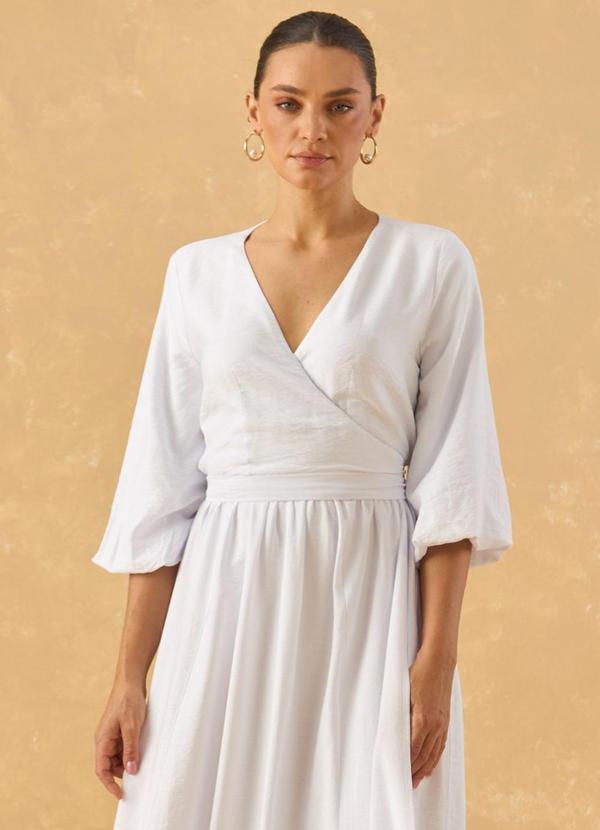 Carlota Costa - Vestido Midi Liso Branco 4