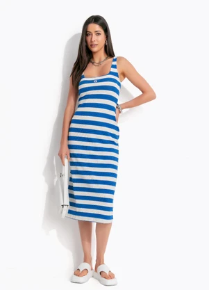 Colcci Jeans - Vestido Midi Listrado Cj Off White - COLCCI JEANS