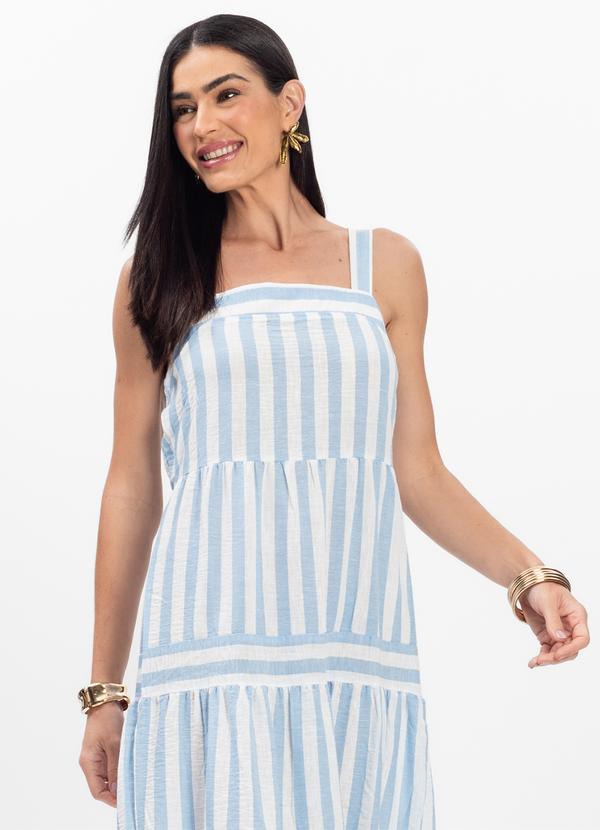 Rovitex - Vestido Midi Listrado de Alça Aishty Azul 3