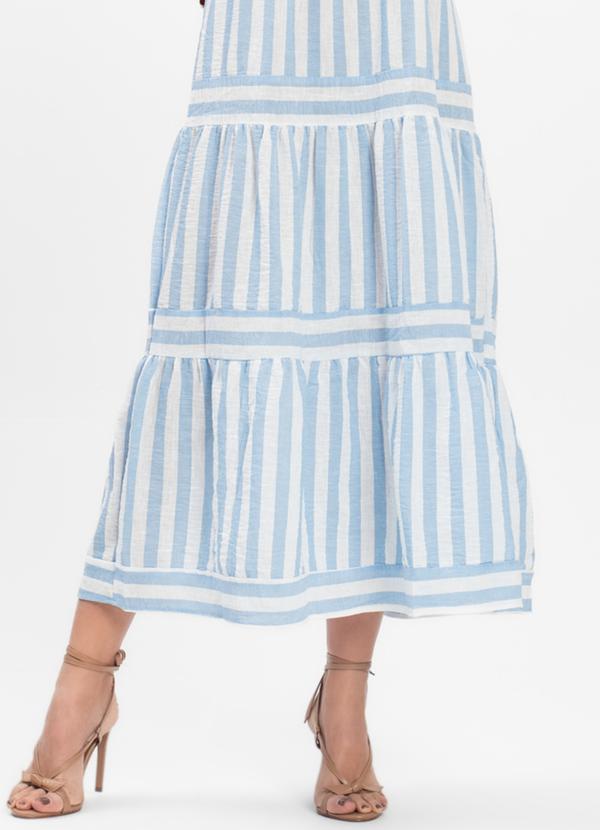 Rovitex - Vestido Midi Listrado de Alça Aishty Azul 4
