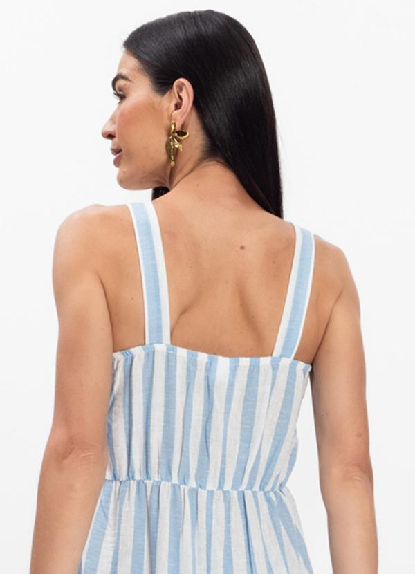Rovitex - Vestido Midi Listrado de Alça Aishty Azul 5