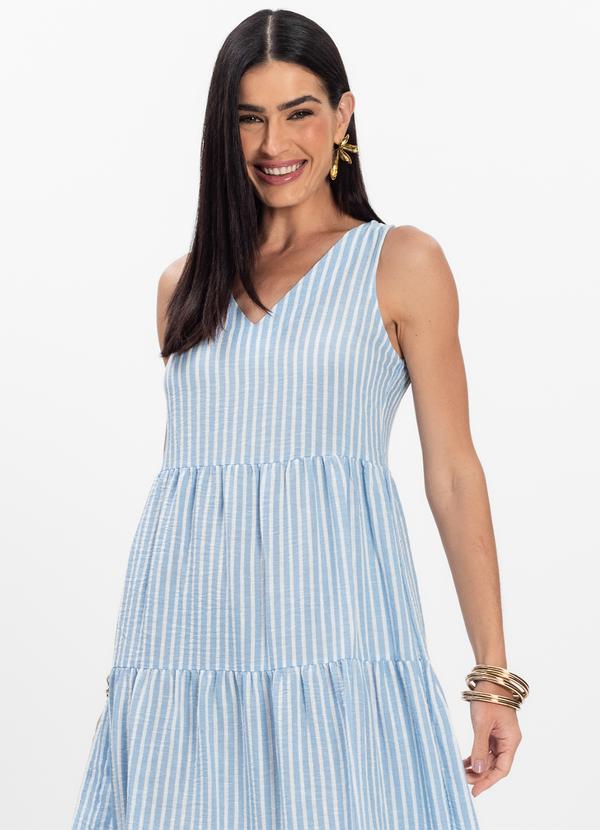 Rovitex - Vestido Midi Listrado Decote V Aishty Azul 3