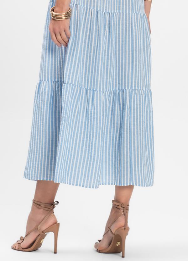 Rovitex - Vestido Midi Listrado Decote V Aishty Azul 4