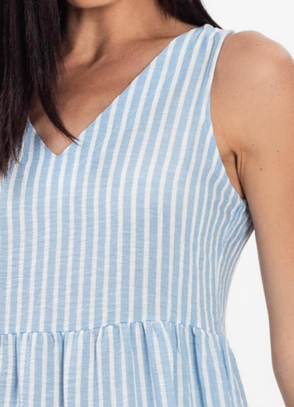 Rovitex - Vestido Midi Listrado Decote V Aishty Azul 5