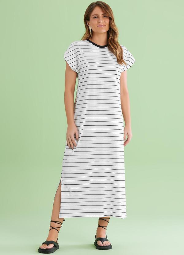 Angel - Vestido Midi Listrado Estampado 