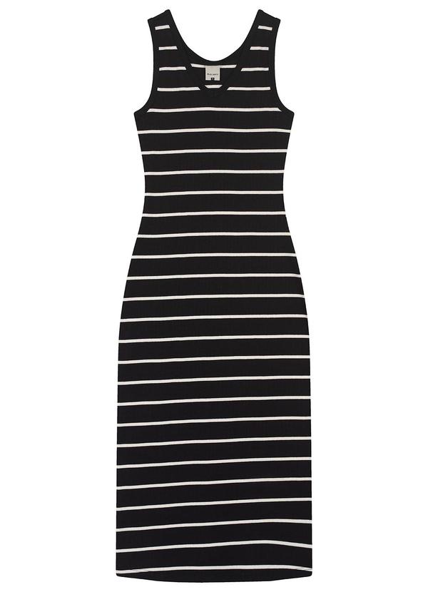 Malwee - Vestido Mídi Listrado Preto 3