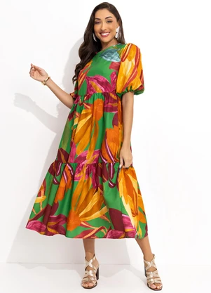 Farm - Vestido Midi Luiza Verde - FARM