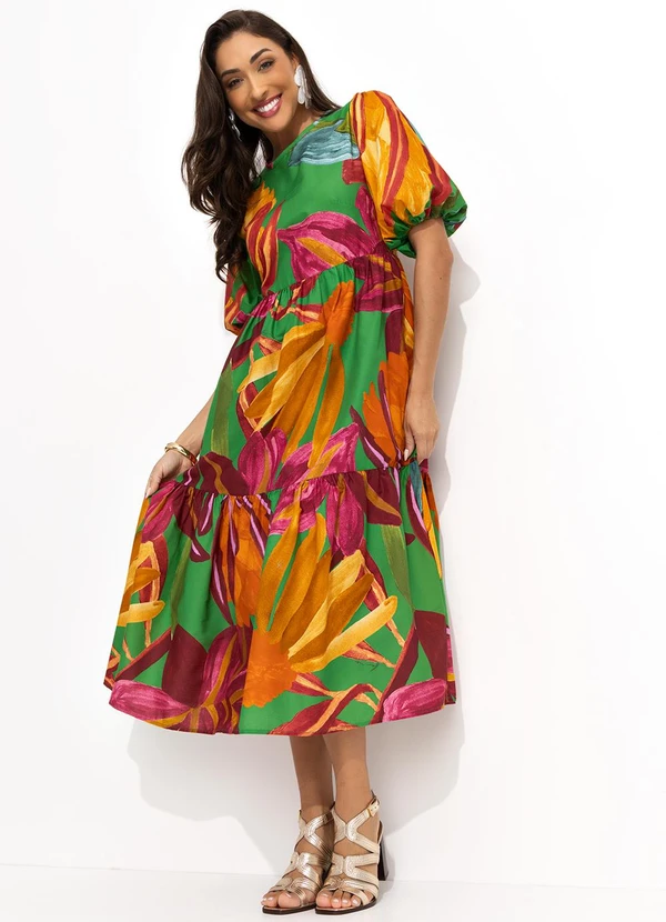 Farm - Vestido Midi Luiza Verde 12