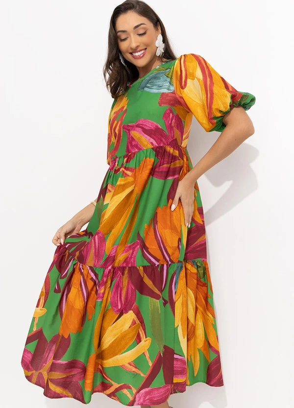 Farm - Vestido Midi Luiza Verde 11
