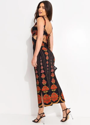 Farm - Vestido Midi Madalena Preto - FARM