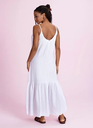 Angel - Vestido Midi Malha Gaze Branco - ANGEL