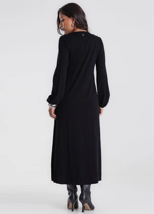Endless - Vestido Midi Manga Bufante Preto - ENDLESS