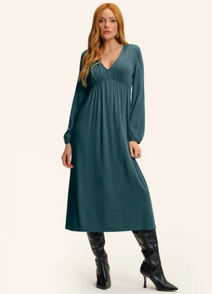 Endless - Vestido Midi Manga Bufante Verde - ENDLESS
