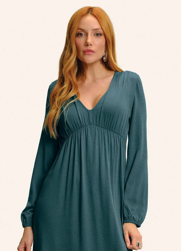 Endless - Vestido Midi Manga Bufante Verde 2