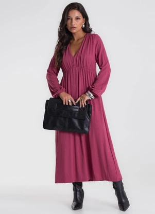 Endless - Vestido Midi Manga Bufante Vermelho - ENDLESS