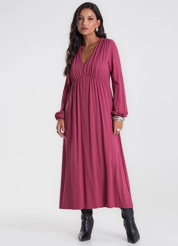 Endless - Vestido Midi Manga Bufante Vermelho 3