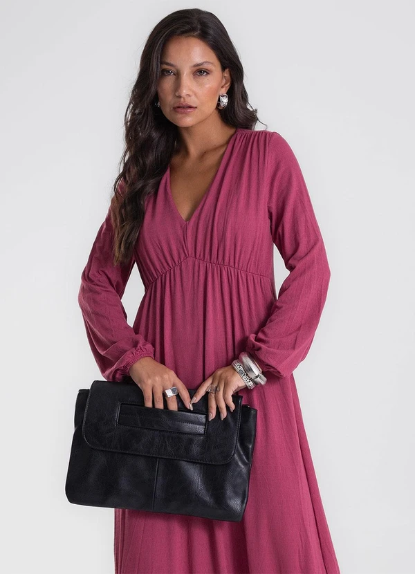 Endless - Vestido Midi Manga Bufante Vermelho 4