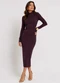 Infinita Cor - Vestido Midi Manga Comprida Gola Alta Roxo - variação: Roxo