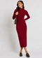 Infinita Cor - Vestido Midi Manga Comprida Gola Alta Roxo - variação: Vermelho