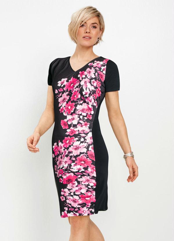 Outlet - Vestido Midi Manga Curta Floral Dark 5