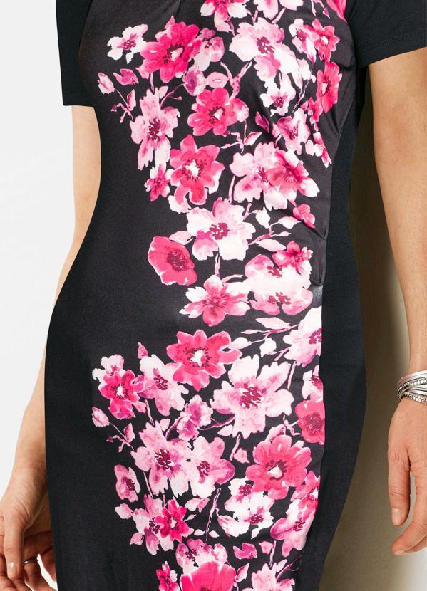 Outlet - Vestido Midi Manga Curta Floral Dark 3