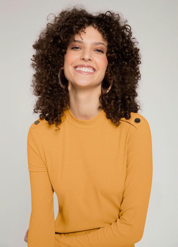 Lunender - Vestido Midi Manga Longa Canelado Amarelo 5