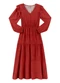 Outlet - Vestido Midi Manga Longa Feminino Azul - variação: Vermelho