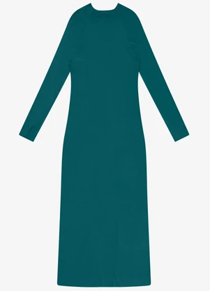 Rovitex - Vestido Midi Manga Longa Ribana Verde - ROVITEX
