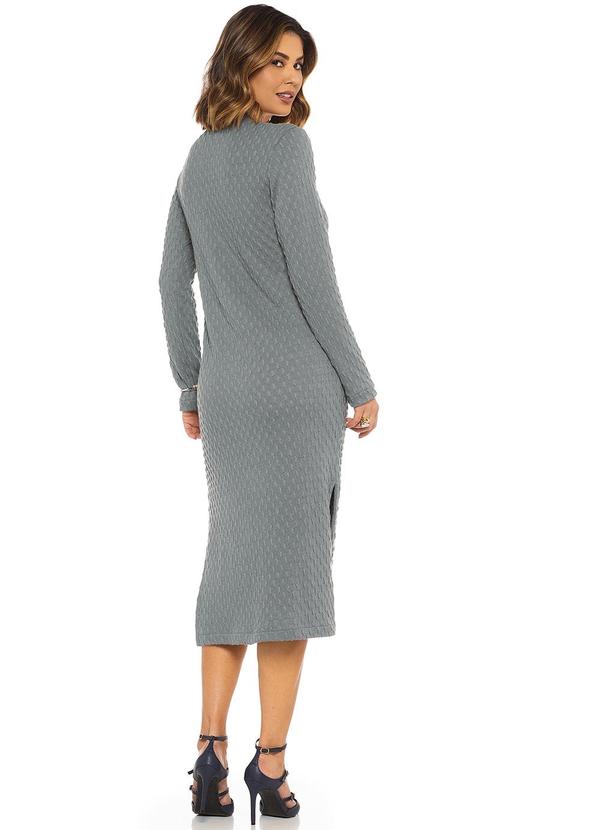 Rafree - Vestido Midi Manga Longa Tricô Cinza 2