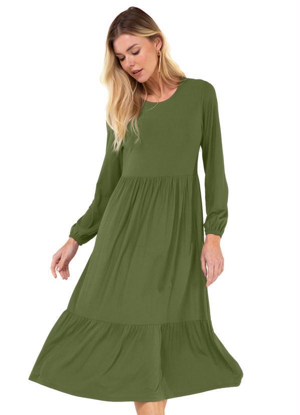 Endless - Vestido Midi Manga Longa Verde