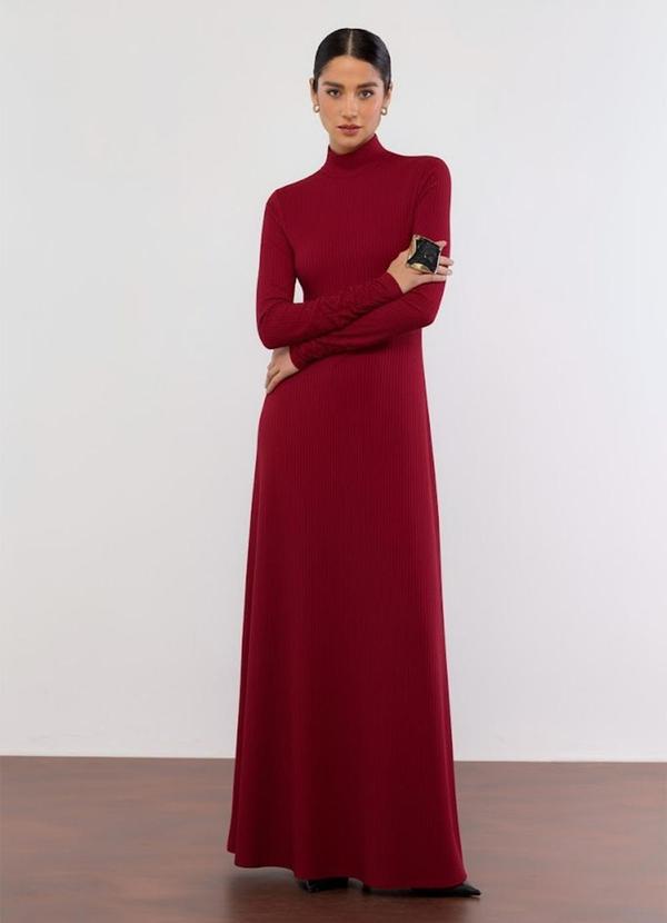 Carlota Costa - Vestido Midi Manga Longa Vermelho 1