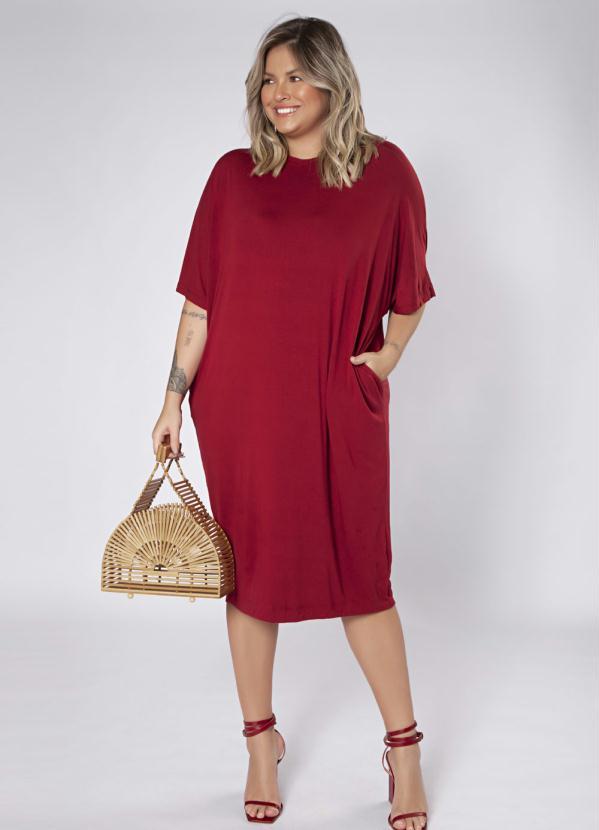 Vestido Midi Manga Morcego Vermelho Preview