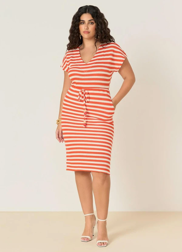 Elegance - Vestido Midi Mangas Morcego e Túnel Branco