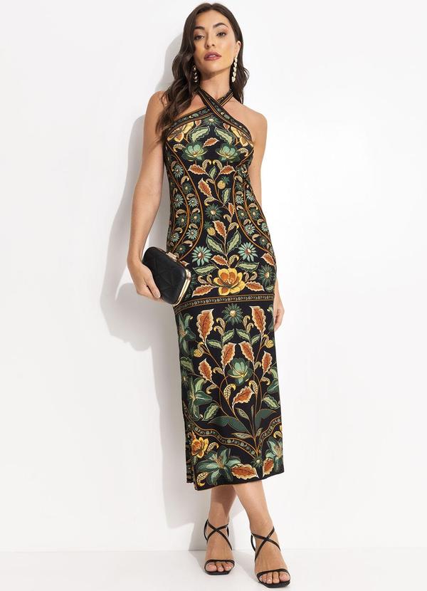 Farm - Vestido Midi Marcelle Preto